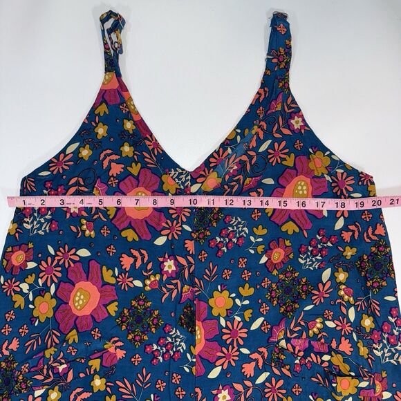 Natural Life Chelsea Wide Leg Jumpsuit Blue Floral Sleeveless Women Medium - Picture 7 of 9